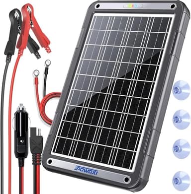 POWOXI 12V Solar Car Battery Charger: 15W Solar Trickle Charger Maintainer with MPPT Controller for Car - RV Boat Marine Motorcycle - Solar Panel Kit for Automotive Trailer Truck Snowmobile Tractor