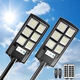 RKLAMPTECH Outdoor Solar Lights, Dusk to Dawn Motion Sensor Waterproof LED Street Outside Flood Powered Lighting, Bright Wall Patio Flag Lights for Garden Yard Garage with Remote