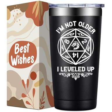Loecuxe Dungeons Dragons Gifts for Men, Women - DND, D&D, DM Lovers Gifts - Dungeon Master Gift - I'm Not Older I Leveled Up Tumbler Cup 20 oz