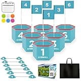 GYMMALL Golf Bucket Yard Game, Backyard Golf Set for Kids, Adults and Family, Outdoor and Indoor Portable 6 Holes Golf Course with Balls, Flags and Carry Bag for Lawn, Park, Beach and Hotel - Blue