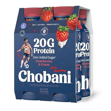 Chobani® 20g Protein Lowfat Greek Yogurt Drink Strawberries & Cream 10 fl oz 4PK