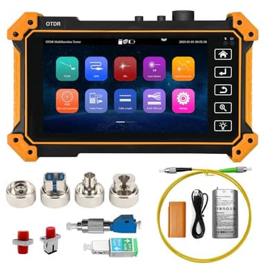 OTDR Fiber Tester, WANLUTECH 1310/1550nm 26/24dB 5.55 inches Touchscreen OTDR Tester Built-in VFL OPM LS(Light Source) Event Map OLT (Optical Loss Test) Functions RJ45 Cable Tester Network Tools