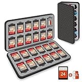 AMOACCESSORIES Switch Game Card Case Holder for Nintendo Switch/OLED/Lite Game Card, Game Storage with 24 Game Card Slots & 24 Micro SD Card Slots,Slim Portable Game Accessories Magnetic Closure Black