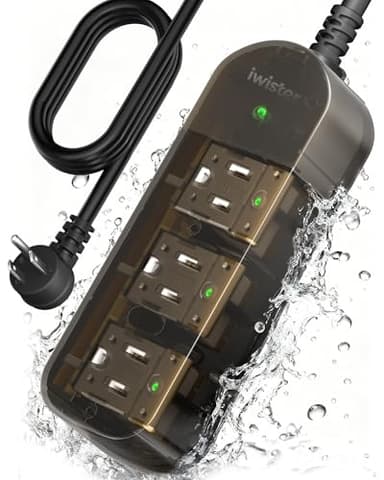 Iwister Outdoor Power Strip, 3 AC Outlets, 5 FT, 1625W/13A High-Power Single-Device Use, with Anti-Electric Shock & IPX6 Waterproof, Ideal for Backyard, Patio, Garage, Kitchen, Workshop, Camping, RV