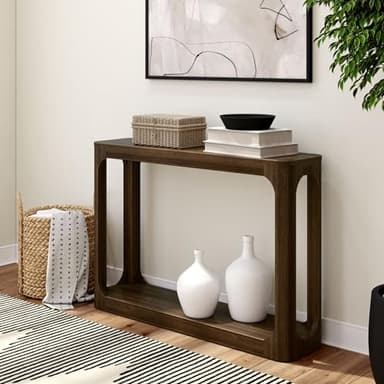 Plank+Beam Forma Console Table, 46 Inch, Solid Wood Sofa Table, Entryway Table for Hallway, Narrow Behind The Couch Table, Console Tables for Entryway, Living Room, Foyer, Easy Assembly, Walnut