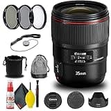Canon EF 35mm f/1.4L II USM Lens (9523B002) + Filter Kit + Cap Keeper + Cleaning Kit + More (Renewed)