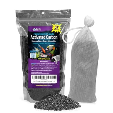 Premium Activated Carbon, Aquarium Carbon for Fish Tank Filter, Aquarium Filter Media, Granulated Charcoal for Fish Tanks, Activated Charcoal Bulk (1 lbs with Fine Mesh Bag)