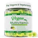 Vegan Multivitamin for Women & Men with Methyl Vitamin B12, D3 K2, Plant Based Omega 3 (DHA+EPA), Iron, Choline, Zinc, Whole Food Daily Vitamins Gummies for Vegans & Vegetarians, Sugar Free, 60 Counts