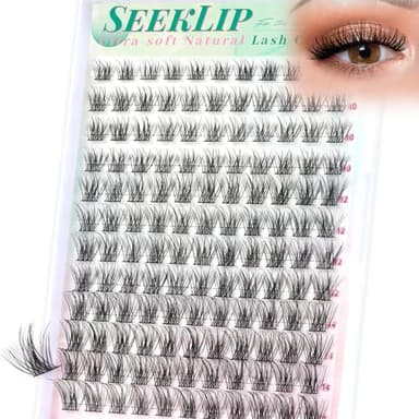 Natural Lash Clusters Wispy Eyelash Clusters 8-14mm Ultra-soft Cluster Eyelash Extensions 132pcs Lightweight Individual Lashes with Thin Band Lashes Natural Look for Beginners (Dandelion)