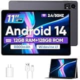 ECOPAD Tablets 11 inch Android 14 Tablet with Case, Octa-core 12GB RAM+128GB ROM,8000mAh Tablet with Dual Band WiFi/BT 5.0/GPS/PD Fast Charge/FM Radio - Black