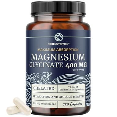 Magnesium Glycinate 400mg | High Absorption Formula for Sleep, Calm, Muscle Relaxation, Heart, Bone & Nerve Support for Women & Men | Chelated Magnesium Glycinate Supplement | 120 Ct (2 Month Supply)