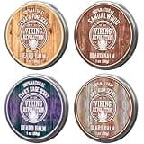 Viking Revolution 4 Beard Balm Variety Pack (1oz Each)- Sandalwood, Pine & Cedar, Bay Rum, Clary Sage - Beard Butter Styles, Strengthens and Softens Beards and Mustaches - Beard Wax for Men