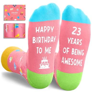 Zmart 23rd Birthday Gifts Women - 23rd Birthday Gifts for Her Him Women Woman, 23 Year Old Socks