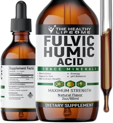 Fulvic Acid 72 + Trace Minerals | Fulvic Humic Acid | Digestion | Hydration | Keto, Dietary Supplement Drop| Energy | pH Balance | 2-Month Supply | The Healthy Life 4 ME