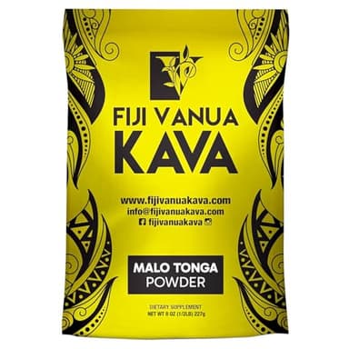 Fiji Vanua Kava-Malo Tonga Kava Drink Powder, Medium Grind Traditional Kava Root Powder, Easy to Prepare Kava Root Powder with Smooth and Creamy Taste, Premium, 8oz