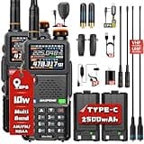 BAOFENG 5RH PRO GPS 10W Ham Radio Handheld, Tri Band Two Way Radio-VHF/1.25M/UHF, 640 Channels, APRS, Aviation Police Band Scanner, NOAA Weather 5RM Upgrade Walkie Talkies Long Range -2Pack