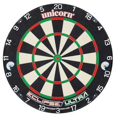 Unicorn Eclipse Ultra Bristle Dartboard - Ultra Spider and Bullseye with 33% Less Embedded Wire - Ultra-Vis Number Ring - UniLock System for Stability