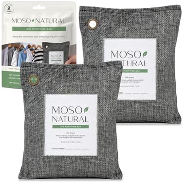 Moso Natural Air Purifying Bag 200g (2 Pack) Charcoal Odor Absorber, Car Odor Eliminator & Closet Deodorizer for Home & Pet, Lasts 2 Years, Unscented Bamboo Charcoal Bags, HGTV Editors' Pick