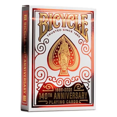 Bicycle 140th Anniversary Playing Cards, Special Edition 1885 Design, Red & Gold Foil Collectible Vintage Deck for Poker, Blackjack & Family Card Games