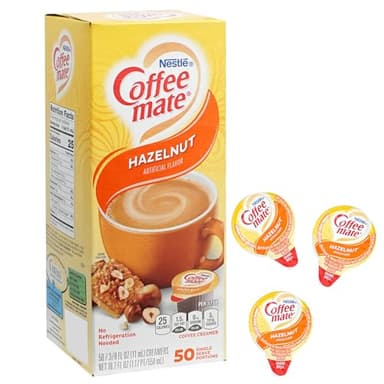 Hazelnut Liquid Coffee Creamer Singles, 50 Creamer Singles Serve Box (18.7 Fl Oz.), Coffee Creamer Packets