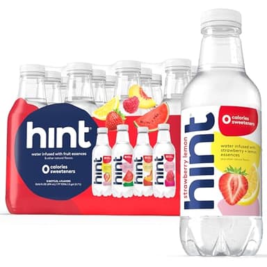 Hint Fruit-Infused Bottled Water, 4-Flavor Red Variety Pack - Sugar Free Flavored Water with Zero Calories, Natural Fruit Essences, and No Artificial Sweeteners - 16 Fl Oz (Pack of 12)