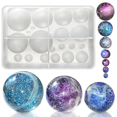 RESINWORLD 20-Cavity Sphere Molds for Resin, Round Ball Resin Mold, Silicone Orbs Mold for Jewellery Making