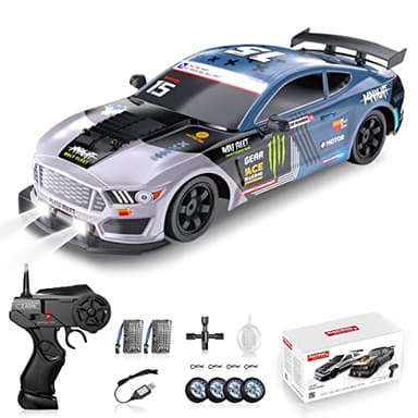 Sakeye RC Drift Car, Drifting RC Car 2.4GHz 1:16 Remote Control Cars 4WD High Speed Racing Vehicle with LED Lights Two Batteries and Drifting Tires Racing Sport Toy Cars for Adults Boys Girls Kids