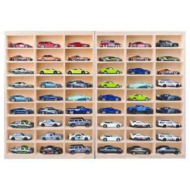 1:64 Model Car Wooden Display Case,54 Space,Storage Display Shelf,for 1/64 Scale Toy Cars,Wall Mount ,Model car Display Organizer,Collapsible Toy Car Storage(Only case)