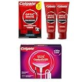 Bundle of Colgate Optic White ComfortFit Teeth Whitening Kit with LED Light and Whitening Pen+ Colgate Optic White Whitening Toothpaste with 5% Hydrogen Peroxide, Stain Prevention, 3 oz Tube, 2 Pack