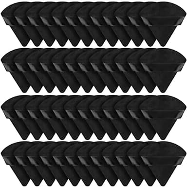 Suclain 48 Pcs Velour Triangle Powder Puff Soft Velour Makeup Puff for Face Powder Makeup Triangle Sponges for Wet and Dry Cosmetic Foundation Loose Mineral Body Tool(Black)