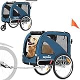 Sepnine Dog Cart of 2 in 1 Large Pet Dog Bike Trailer Bicycle Trailer, Foldable Frame with Hand Lock Brakes and Universal Bicycle Coupler (Blue)