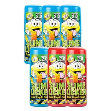 Toxic Waste Slime Licker 2.0 Sour Liquid Candy Strawberry Blue Razz 2oz 6 Pack