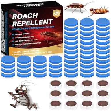 Cockroach Gel Bait, 64 PCS Roaches Repellent Effective Cockroaches Control, Cockroach Trap Indoor Home Infestation Solution, Fast Acting, Long Lasting, Get Rid of Roaches for House Kitchen