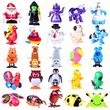 FUN LITTLE TOYS Wind Up Toys 25 PCs Assorted Animal Toys for Kid Party Favors, Pinata Filler Carniva Prizes Classroom Incentive Reward (Contents and Color May Vary)
