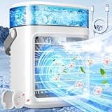 Portable Air Conditioner, 2200mAh Rechargeable 3 Powerful Speeds Mini Air Conditioner, LARGE WATER TANK Evaporative Air Cooler, Personal Space Cooler Humidifier, Small Portable AC Fan for Home