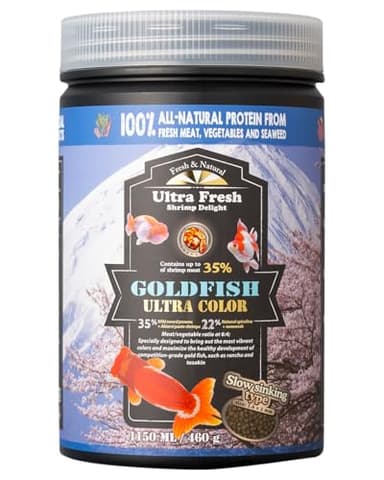 Ultra Fresh Sinking Goldfish Food, Color Enhancing, Balanced Diet, All Natural Ingredients, Clear Water Formula, Slow Sinking Gold Fish Pellets, Goldfish Ultra Color 16.22 oz