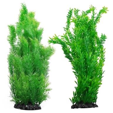 kathson Aquarium Plants Plastic Realistic Tall Fish Tank Plant Decorations Seaweed Fish Tank Decor Artificial Plants Ornament for Aquarium Extra Large 21.7 Inches (Green,2 PCS)