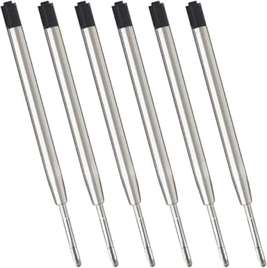 Parker Compatible Refills for Ballpoint Pens, Pack of 6 Refills (Fine Tip, Black Refill)