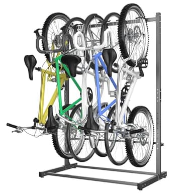 WALMANN Freestanding Bike Stand for Garage, 5 Bikes Vertical Bike Storage Stand Heavy Duty Bike Floor Stand, Holds Up to 70 lbs/Hook