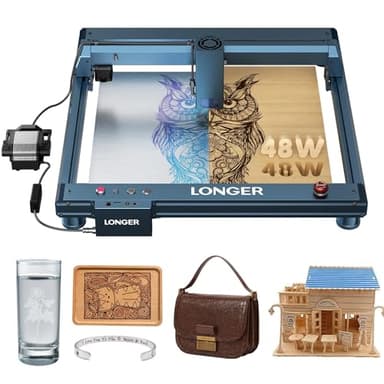 Longer Laser B1 40W Laser Engraver Cutter with Auto Air Assist, Working Speed Up to 600MM/S, DIY Laser Engraver for Wood and Metal, Paper, Acrylic, Glass, Leather, Working Area 17.72x17.32 inch