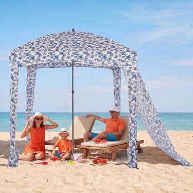 OLIXIS 6'×6' Beach Cabana Tent Sun Shelter – UPF 50+ Easy Setup Cool Canopy Tent Sun Shade with Side Wall, Wind Resistant Beach Cabana for Whole Family