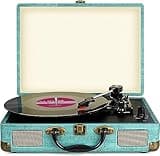 Vinyl Record Player Turntable with Built-in Bluetooth Receiver & Stereo Speakers,3 Speed 3 Size Suitcase Record Player,Support Vinyl-to-MP3 Recording
