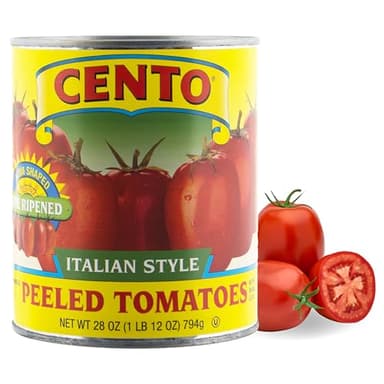Cento Italian Style Whole Peeled Plum Tomatoes 28 Oz, Vine Ripened Fresh Tomatoes Canned with Natural Juices & Basil Leaf - Grown & Processed in Italy - BPA Free, Non-GMO, Gluten Free