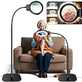 30X 10X Large Floor Magnifying Glass with Light and Stand,72 LED Flexible Gooseneck Floor Magnifying Lamp,2 in Lighted Magnifiers for Close Work, Sewing,Crafts,Hobbies