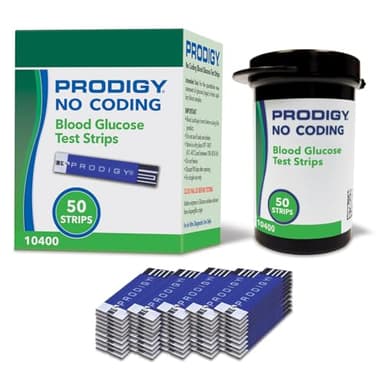PRODIGY 10400 No Coding Blood Glucose Test Strips for Diabetes, Box of 50 Strips, Compatible with PRODIGY AutoCode, Pocket & Voice Blood Glucose Monitoring Systems