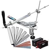 CWOVRS Knife Sharpening Kit, RUIXIN PRO RX-008 Knife Sharpener, 360 Flip Knife Sharpening System, Rotation Fixed-Angle, Kitchen Chef Knife Sharpener Set with 4 Whetstones+6 Diamond Stones