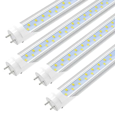 JESLED 4FT LED T8 Type A+B Tube Lights, 24W(65W Equivalent), 3200LM, 6000K, Single or Double End Powered, Plug and Play or Ballast Bypass, 4 Foot T10 T12 Fluorescent Bulbs Replacement, Clear(4-Pack)