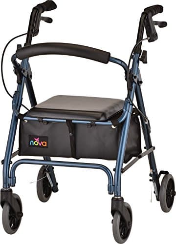NOVA GetGo Petite Ultra Narrow Rollator Walkers for Seniors with Seat, Lightweight Walker for Elderly, Only 13 lbs, Narrow Frame, Folding Walker with Wheels and Seat, Extra Lightweight, Color Blue