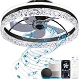 Baycnic Ceiling Fan with Light,Low Profile Ceiling Fans,Flush Mount Ceiling Fan, Smart Fandelier Ceiling Fans,Alexa&Google Assistant,Voice/APP/Remote Control,BluetoothSpeaker,for Bedroom/Small Room