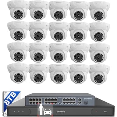 ONWOTE 12MP 32 Channel Security Camera System PoE, AcuSearch, AI Human Vehicle Detection, 20x 5MP Outdoor Audio PoE IP Cameras, 32CH 6K 4K Commercial NVR 8TB, 4 HDD Ports Support 40TB, Business CCTV